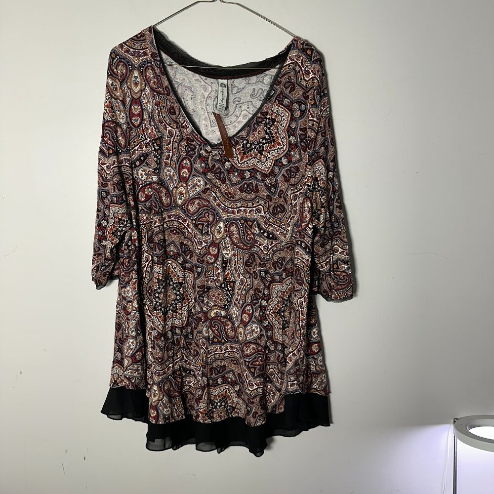 New NWT American Rag Womens Plus Size 2X Long Sleeve Shirt Blouse Paisley